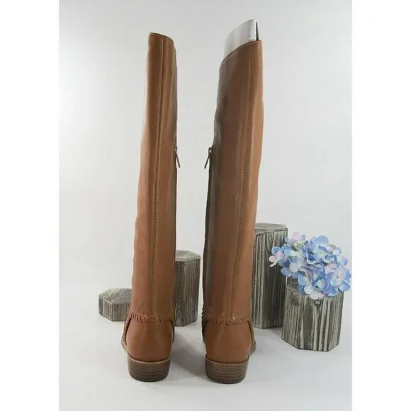 UGG Caramel Leather Gracen Whipstitch Tall Boots 6 - Picture 6 of 9